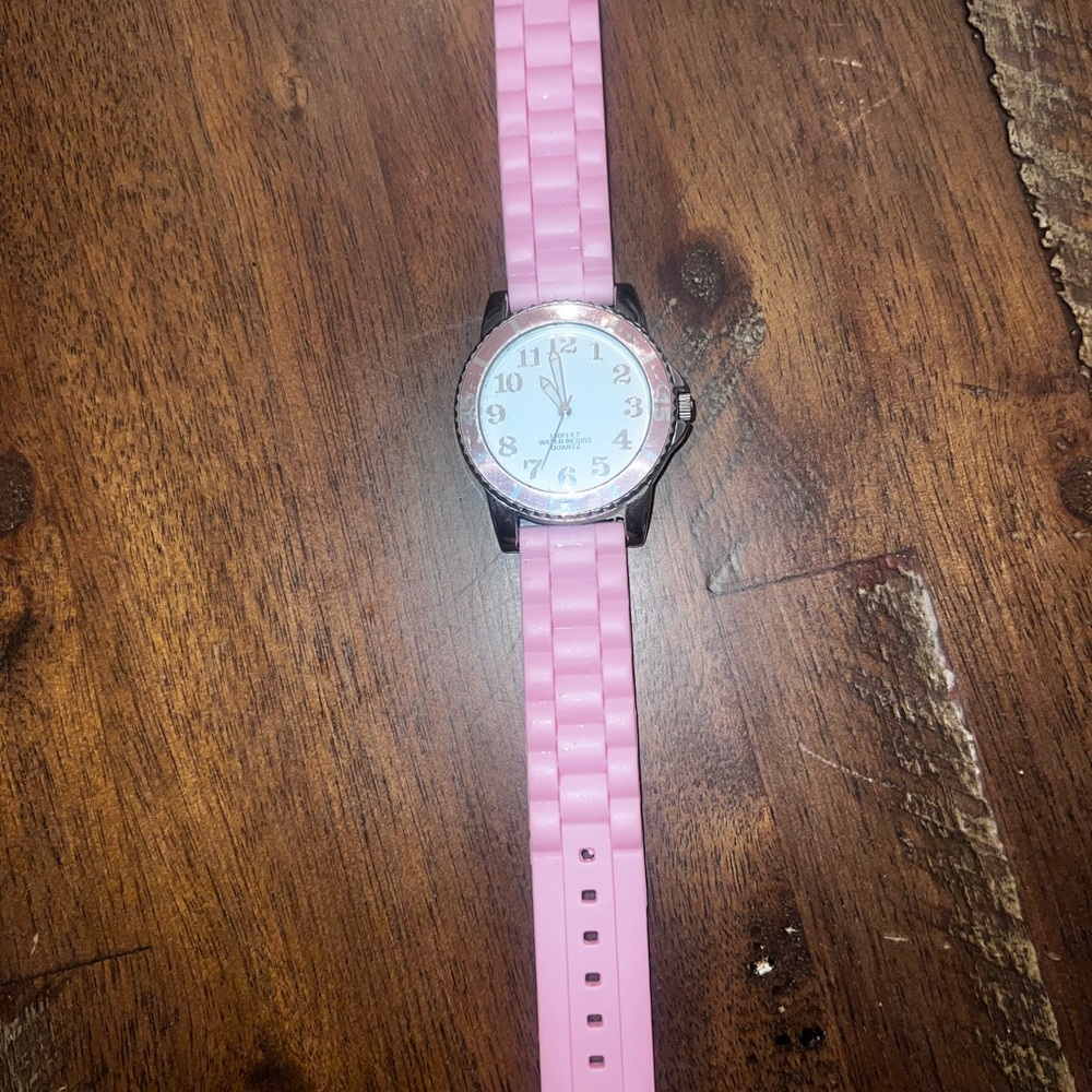 Pink Silicone Strap Watch